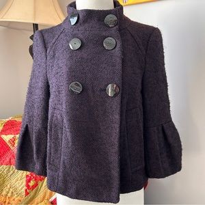 Cropped purple tweed coat